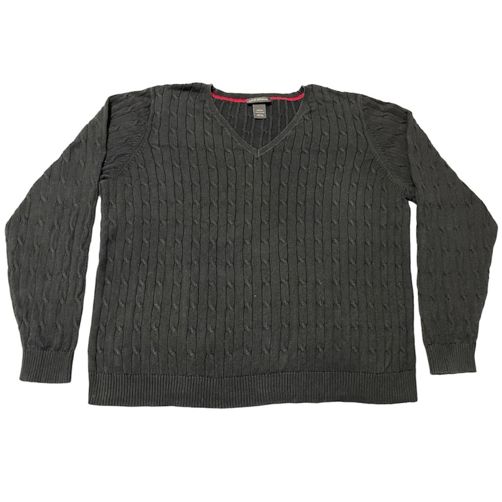Lane Bryant Black Long Sleeve V-Neck Cable Knit Sweater Size 22/24